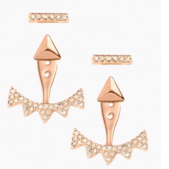 :: S&D RoseGold Pavé 6-in-1 Ear Jacket Earrings - Picture 3 of 8